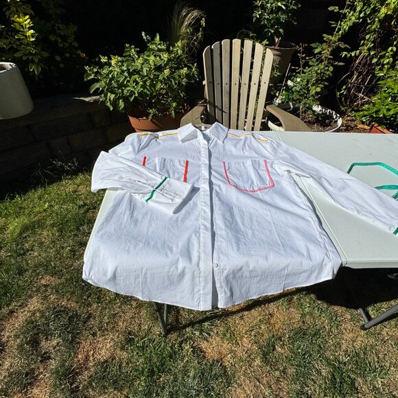 ENGLISH FACTORY Flat Binding Detailed Shirt - Picture 1 of 4